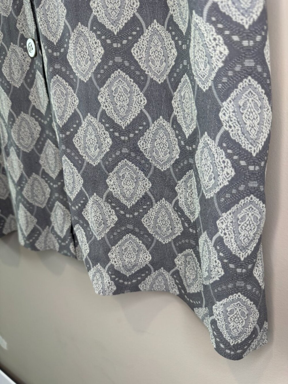 Doncaster Womens Blouse Size 16 Gray Silver Paisley Vintage Button Front USA - Picture 4 of 8